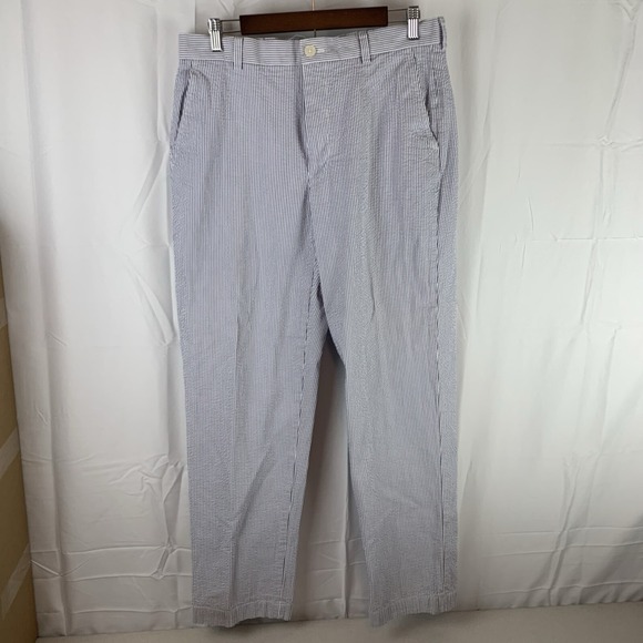 Brooks Brothers Seersucker Pants Men's 34x32 Blue White Striped 346 Preppy - Picture 1 of 16